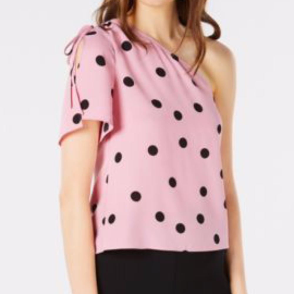 Bar III polka dot One open shoulder top Blouse (J1